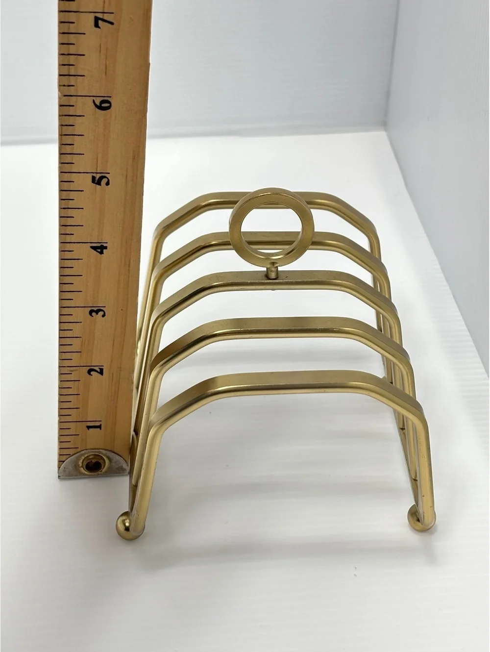 Toast Rack with Handle, 4-Slot Tableware Organizer Gold Color NEW